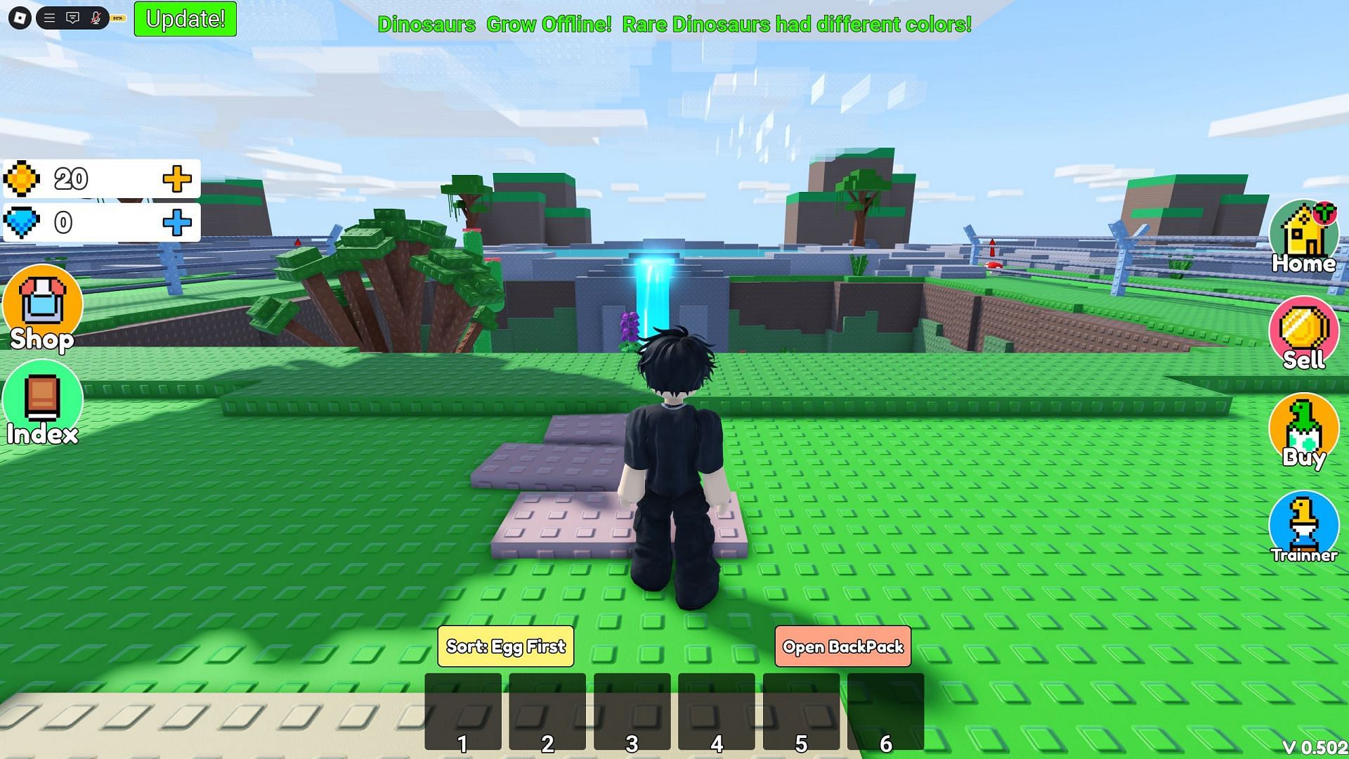 Begin your dino journey from the main lobby (Image via Roblox)